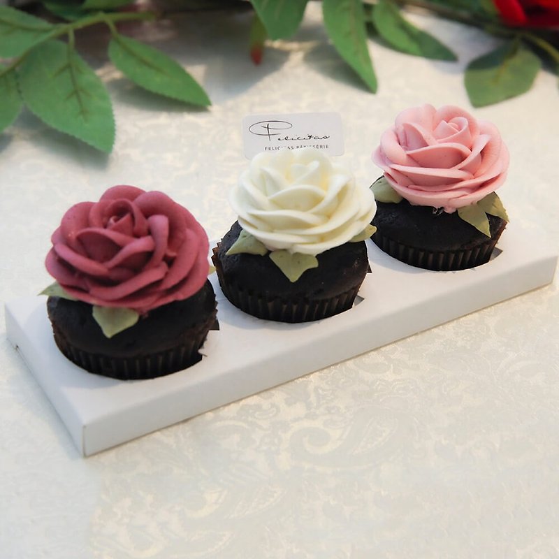 Felicitas Pâtissérie 草莓玫瑰花型杯子蛋糕3入装2组 - 其他 - 新鲜食材 粉红色