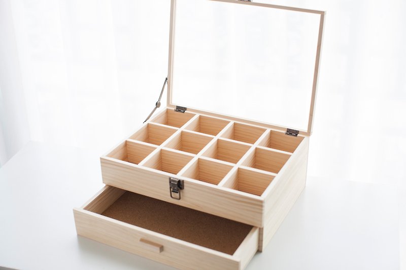 定制化订制松木盒可加玻璃隔层雷射雕刻钥匙锁头 - 收纳用品 - 木头 咖啡色