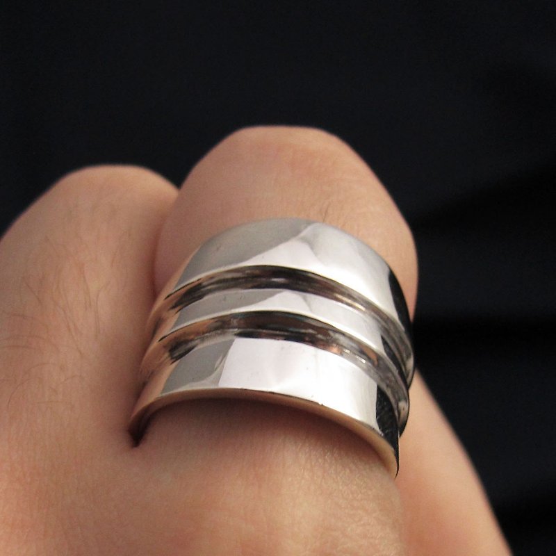 订戒指-造型戒 W-Ring 925 纯银戒指-ART64 - 戒指 - 纯银 黑色