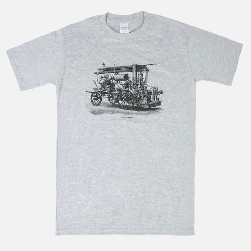 短袖T恤-古董蒸汽消防车 gasdampfspritze - 男装上衣/T 恤 - 棉．麻 灰色