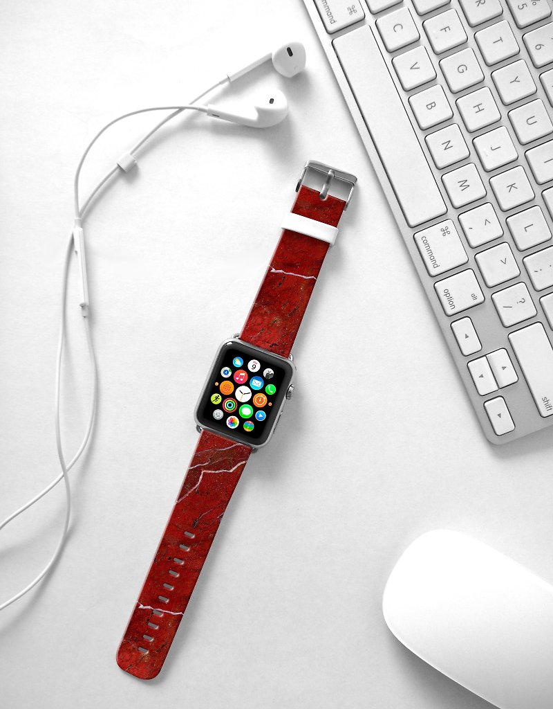 Apple Watch Series 1 , Series 2, Series 3 - Apple Watch 真皮手表带，适用于Apple Watch 及 Apple Watch Sport - Freshion 香港原创设计师品牌 - 红云石纹 238 - 表带 - 真皮 