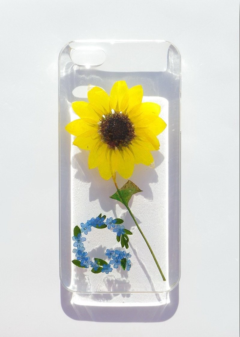 Anny's workshop手作押花手机保护壳，适用于iphone 5/5S及 SE，Sunflower with G - 手机壳/手机套 - 塑料 黄色