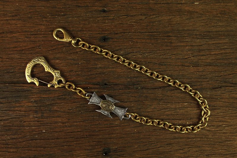【METALIZE】黄铜雕花大钩铁十字圣母腰链(纯银十字款) - 钥匙链/钥匙包 - 其他金属 