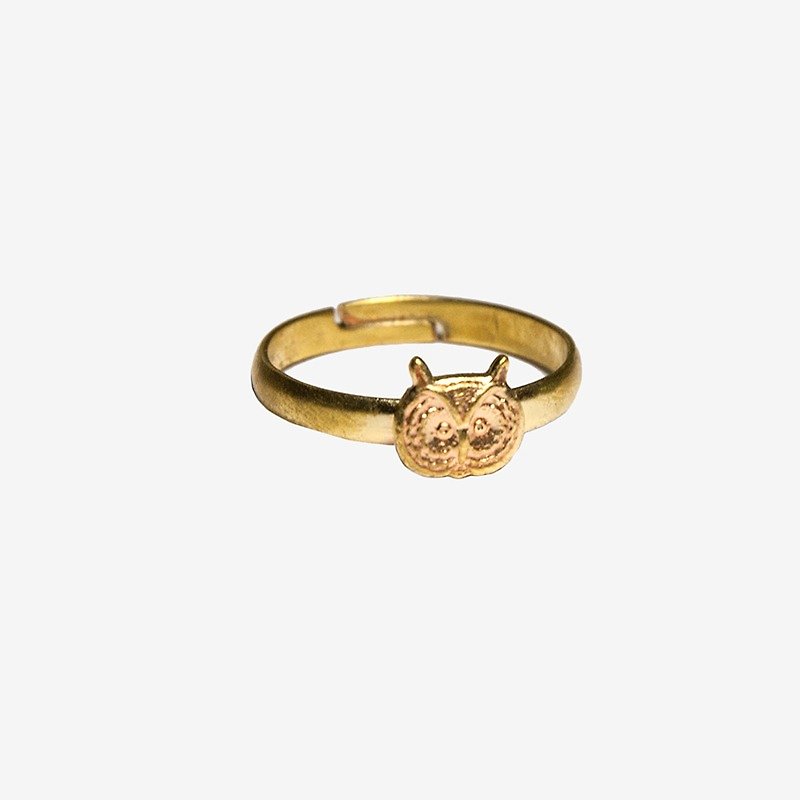 [Indigo] 猫头鹰黄铜戒指 - 戒指 - 其他金属 金色