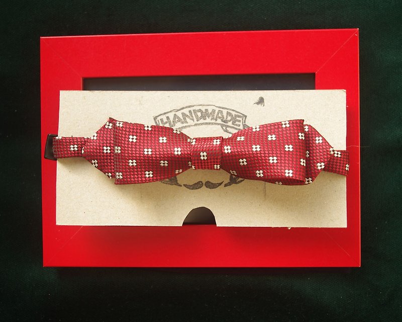 Papa's Bow Tie- 古董布花领带改制手工领结-纽约绅士new york gentleman-红-窄版情人 - 领带/领带夹 - 其他材质 红色