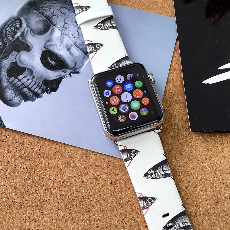 Apple Watch Series 1 - 5 复古鱼图案皮手表带 38 40 42 44 mm - 其他 - 真皮 