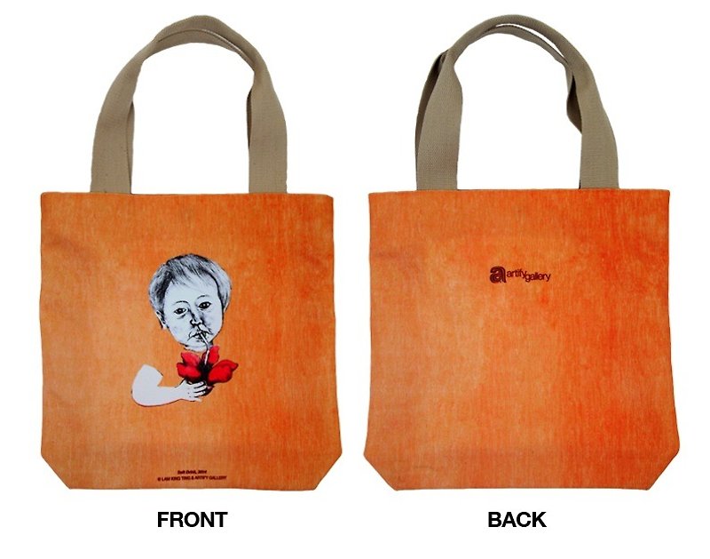 橙色艺术家数码打印环保袋系列-soft drink - 侧背包/斜挎包 - 棉．麻 橘色