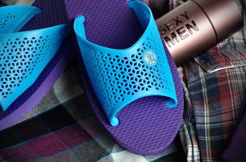 V-CUT漾彩复古拖鞋/蓝X紫 - 男款休闲鞋 - 防水材质 紫色
