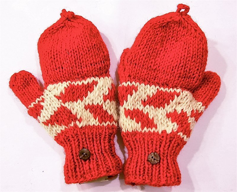 羊毛编织手套 - 手套 - 其他材质 红色