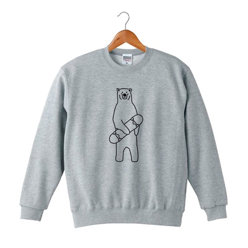 Skate Bear #2 スウェット - 中性连帽卫衣/T 恤 - 棉．麻 灰色