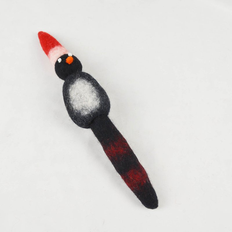 羊毛毡笔套-小红帽企鹅-公平贸易 - 铅笔盒/笔袋 - 羊毛 黑色