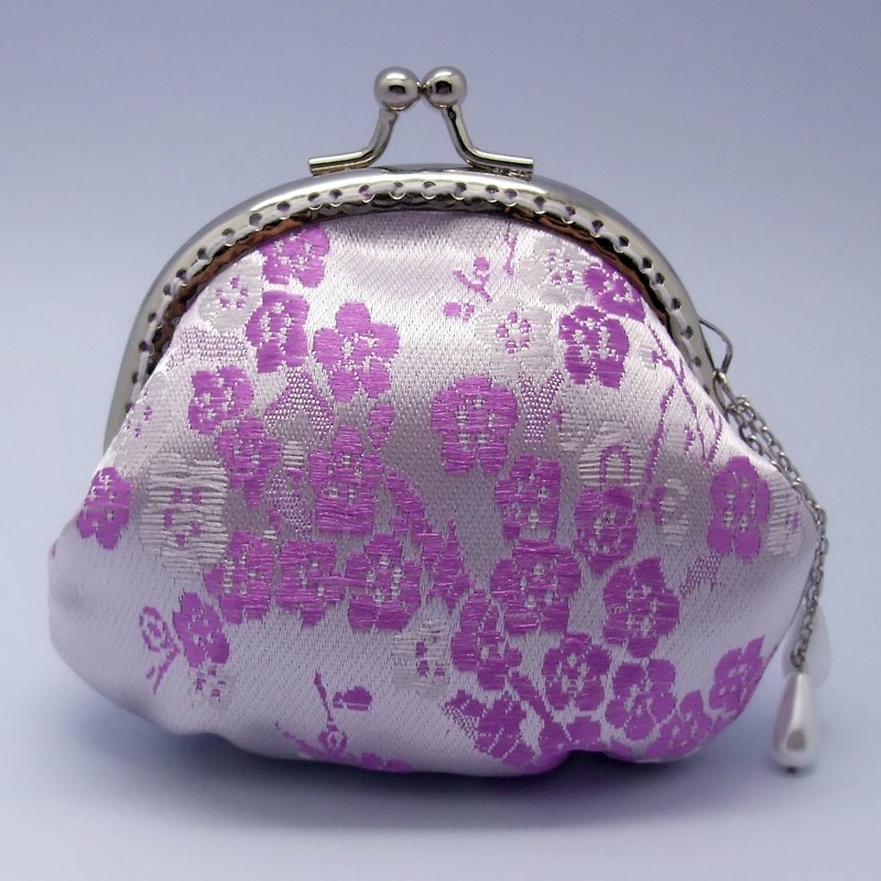 紫色梅花丝绢缎口金包 零钱包 小收纳包CS-05) - 零钱包 - 丝．绢 紫色