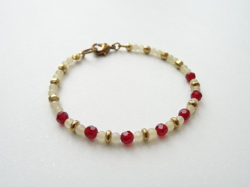 红玛瑙 黄玉 黄铜派对手链 B 款 - 手链/手环 - 半宝石 红色