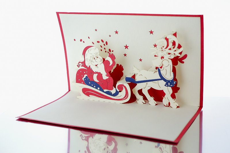 3D圣诞老人立体卡片 - 卡片/明信片 - 纸 红色