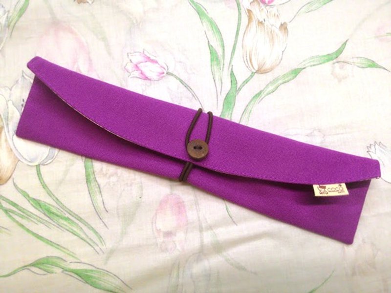 餐具组随身收纳袋 筷套-弧型(紫色素面帆布)F05-009 - 筷子/筷架 - 其他材质 紫色