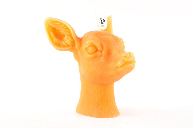 蜜瓜色小鹿造型蜡烛 Deer Candle - 蜡烛/烛台 - 蜡 橘色