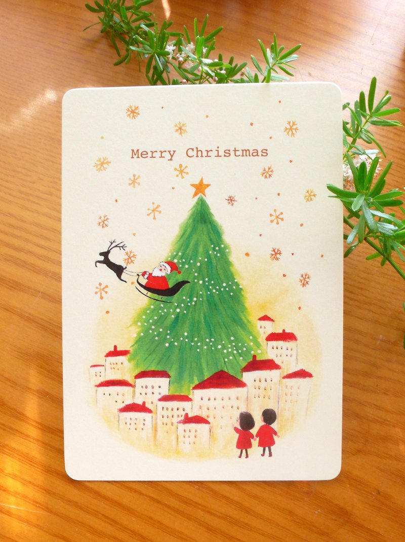 圣诞快乐 耶诞卡 - 卡片/明信片 - 纸 绿色