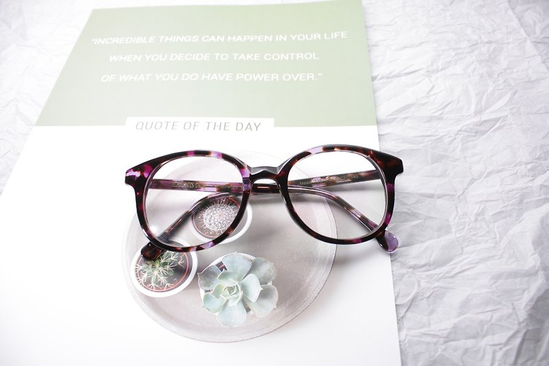 紫玳瑁色圆框梨型镜 日本IOFT国际眼镜展得奖品牌 日本手造 - 眼镜/眼镜框 - 其他材质 紫色