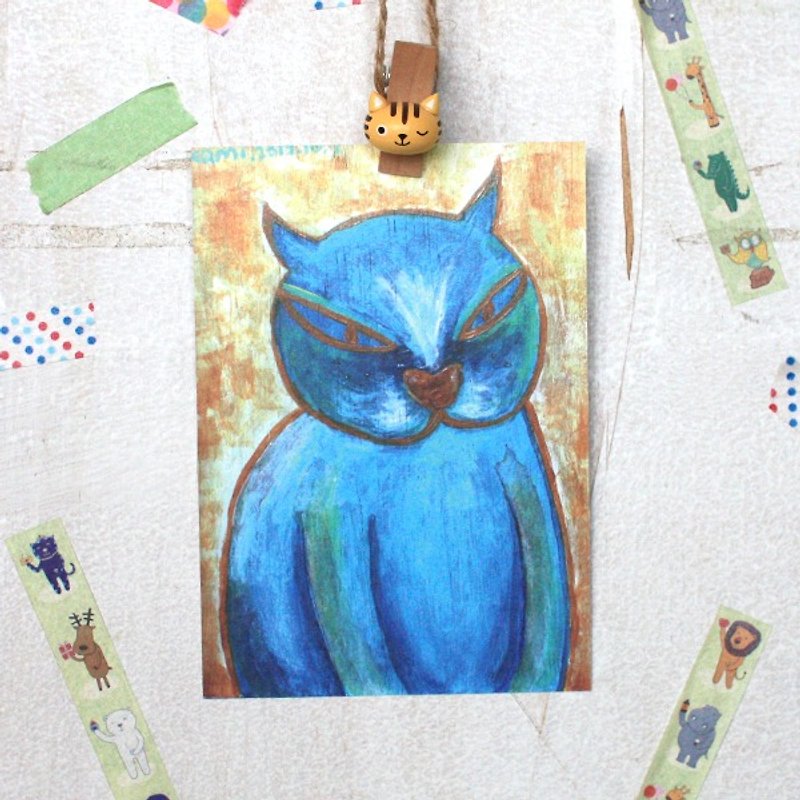 明信片 ∣ 蓝猫 - 卡片/明信片 - 纸 多色