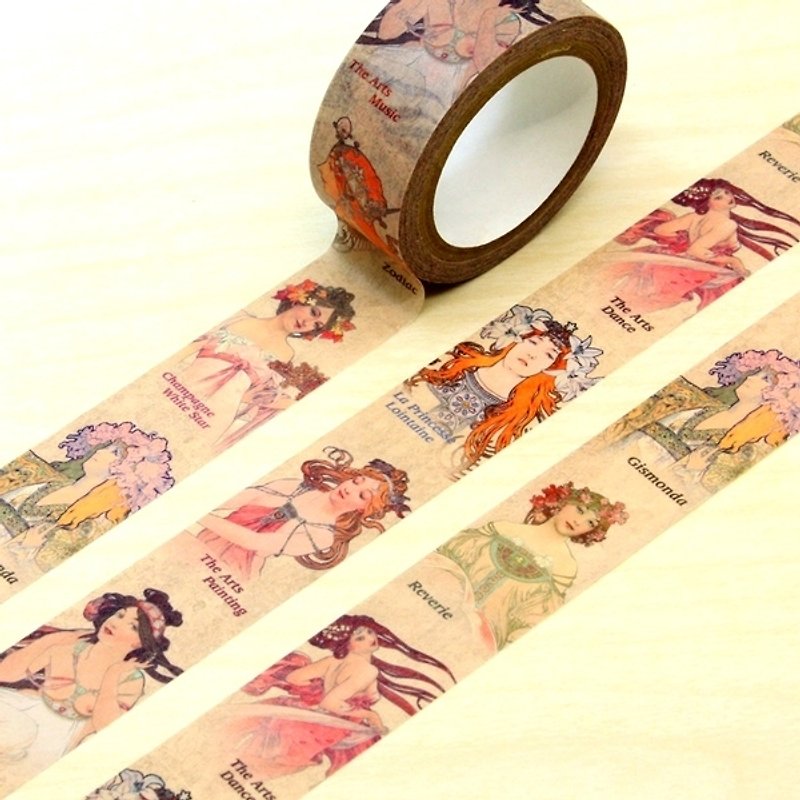TAISO 艺术大师  慕夏 - 经典女神款纸胶带 - 纸胶带 - 纸 多色