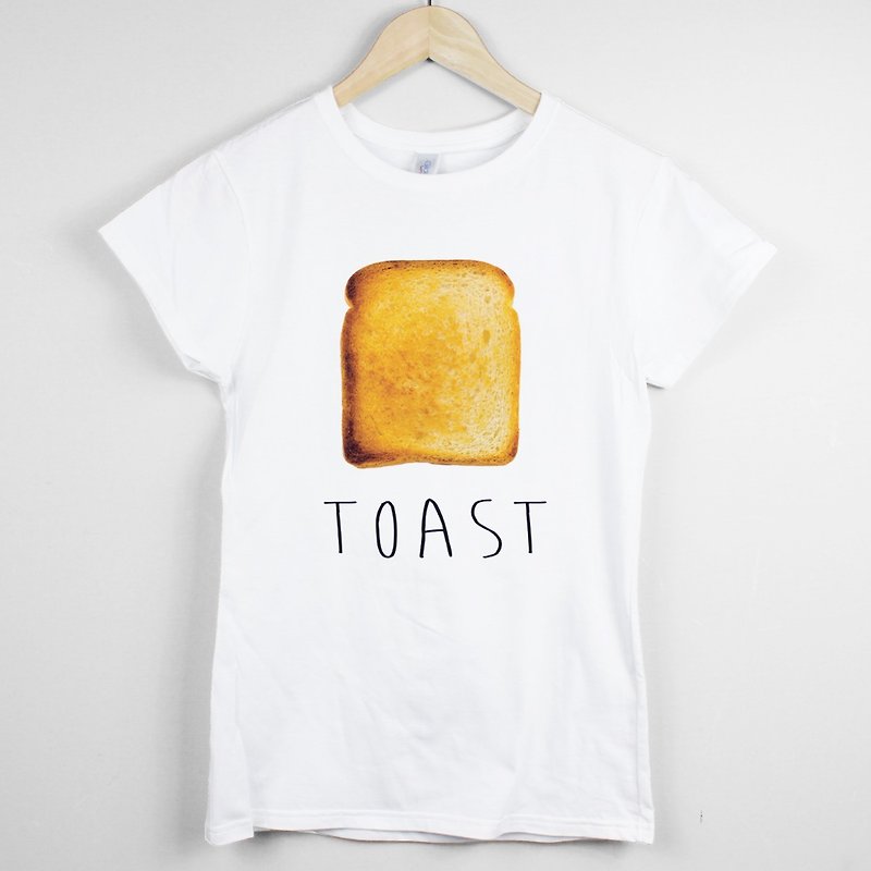 Toast女生短袖T恤-白色 吐司 面包 早餐 食物 奶油 设计 自创 品牌 早餐 - 女装 T 恤 - 纸 白色