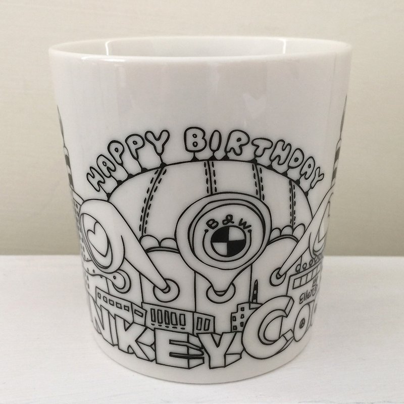 全瓷马克杯  生日快乐 | MonkeyCookie - 咖啡杯/马克杯 - 其他材质 白色