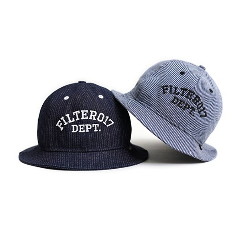 Filter017 - 渔夫帽 - Logo Stripe Denim Bucket Hat 条纹丹宁圆顶渔夫帽 - 帽子 - 其他材质 蓝色