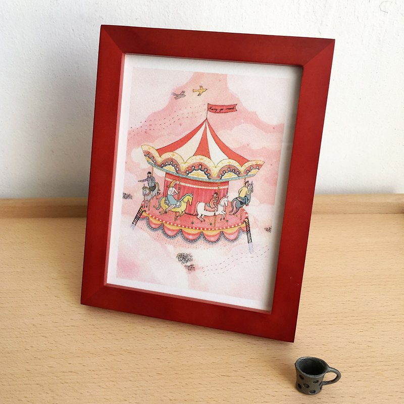 《Merry go round》－水彩印制插画 (print)不包框 - 海报/装饰画/版画 - 纸 