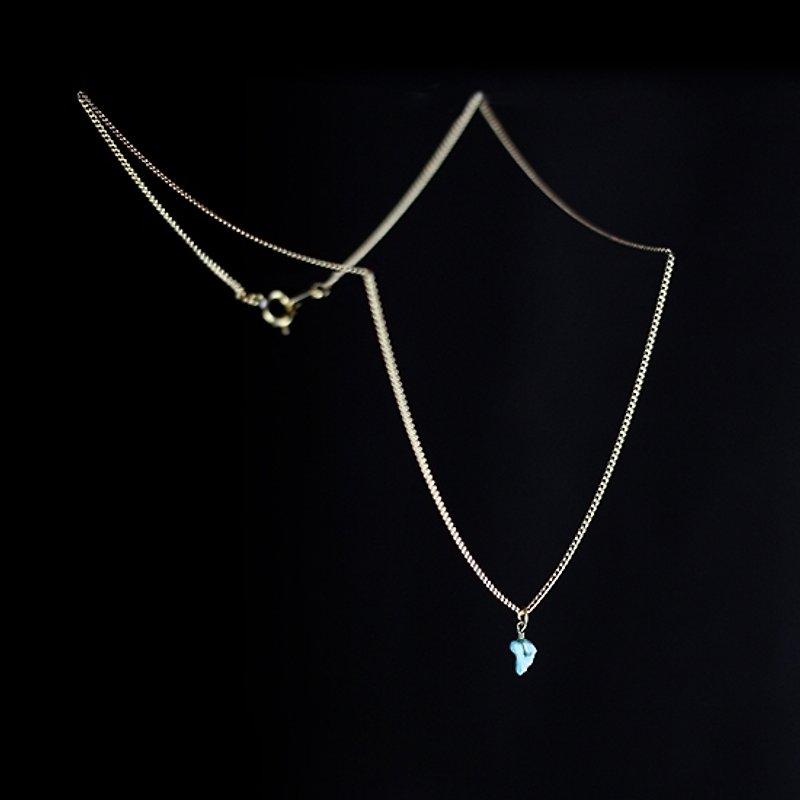 微星尘 - 微型绿松石锁骨链 土耳其石微型珠宝 锁骨链 短链 - 项链 - 宝石 绿色