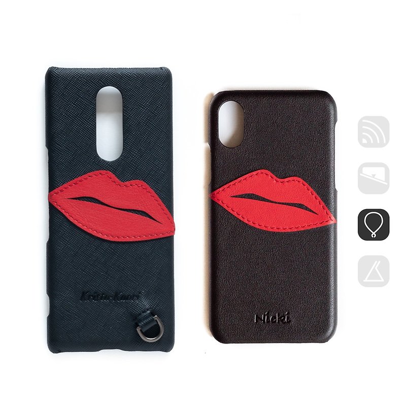 LC58 红唇双色真皮手机壳 可压字 iPhone Android 全机种均可订制 - 手机壳/手机套 - 真皮 多色