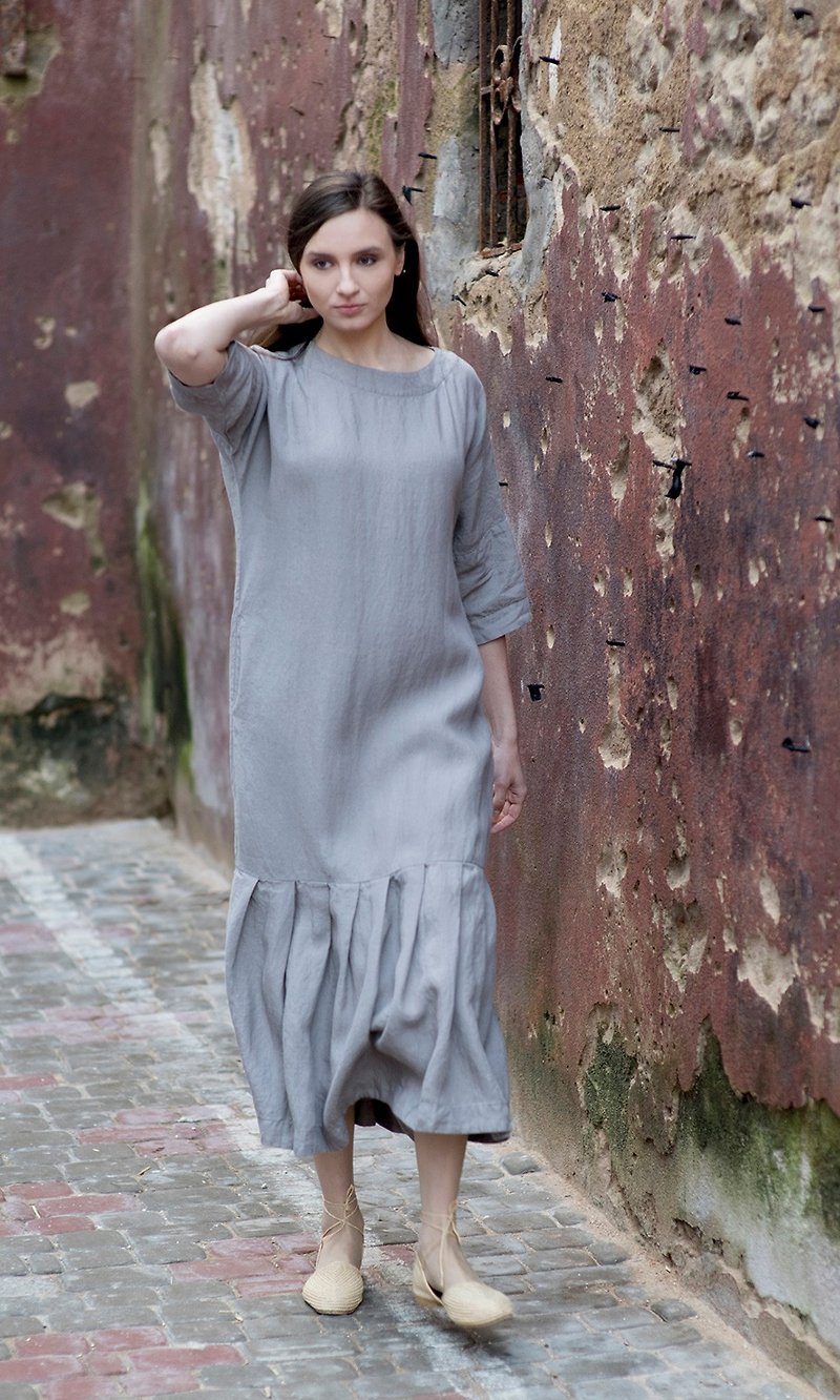 Linen Dress Motumo 16S14 - 洋装/连衣裙 - 亚麻 多色