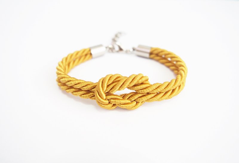 Nautical bracelet - caramel yellow bracelet - silk rope bracelet - marine bracelet - sailing bracelet - rope knot jewelry - 手链/手环 - 其他材质 黄色