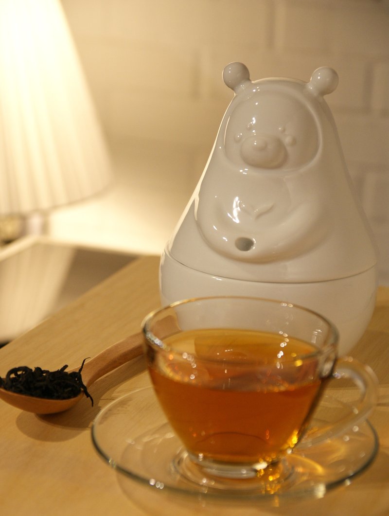 ARTEA打坐造型爱白瓷Tea熊罐  日月潭红玉琥珀茶 - 茶 - 瓷 白色
