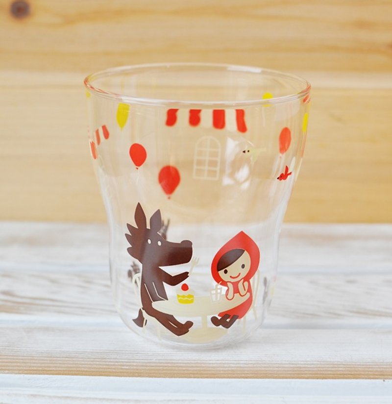 【日本Decole】Otogicco系列 小红帽大野狼曲线造型玻璃杯★午茶时光★ - 茶具/茶杯 - 玻璃 红色