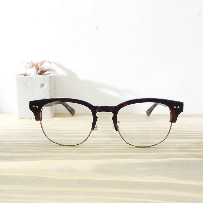 新款 复古半眉框 眼镜 镜框  pinkoi 限定优惠价 - 眼镜/眼镜框 - 其他材质 黑色