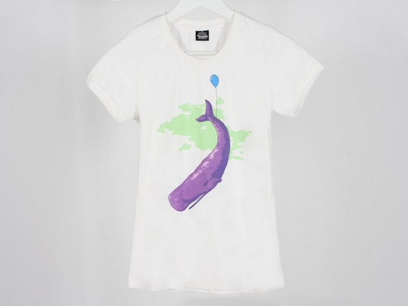 飞天鲸鱼 SKy Whale 女生 - 女装 T 恤 - 棉．麻 白色