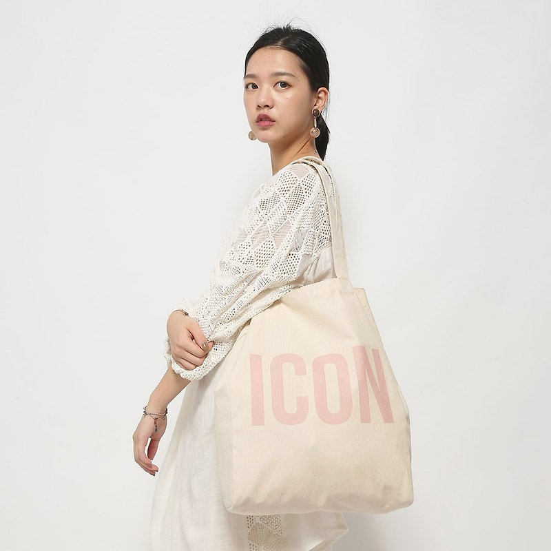 ICON 原创帆布托特包 - 4种尺寸 - 侧背包/斜挎包 - 棉．麻 粉红色