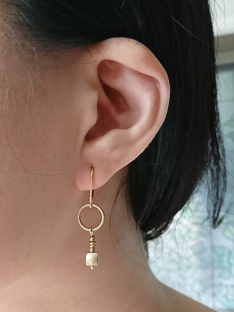 几何结构针式黄铜耳环 - 耳环/耳夹 - 铜/黄铜 蓝色