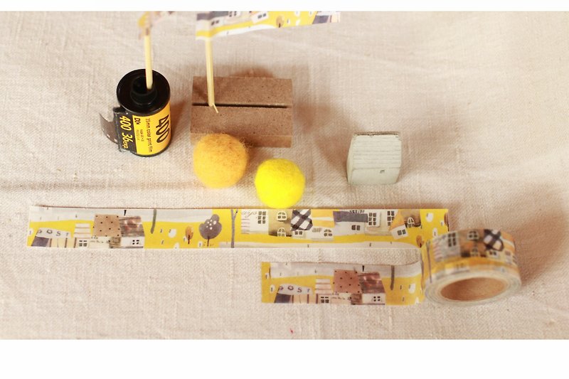 fion stewart日本制和纸胶带-06小村village - 纸胶带 - 纸 黄色