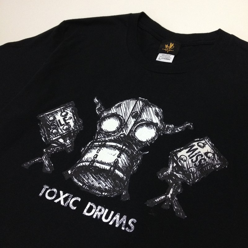 摇滚 T恤  爵士鼓 TOXIC DRUMS - 中性连帽卫衣/T 恤 - 其他材质 黑色