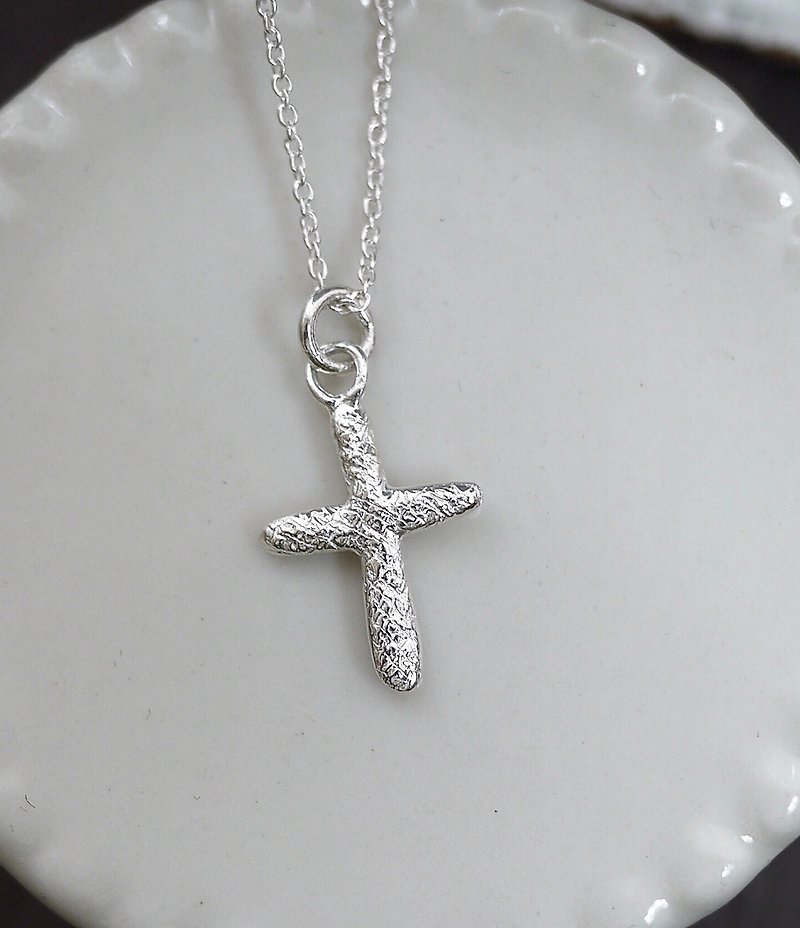 双面十字架 纯银项链 基督福音 天国祝福 - 项链 - 纯银 银色