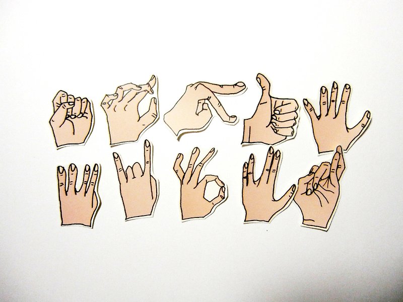 ＃005急性手指抽畜(二)＿创意防水贴纸 - 贴纸 - 塑料 白色