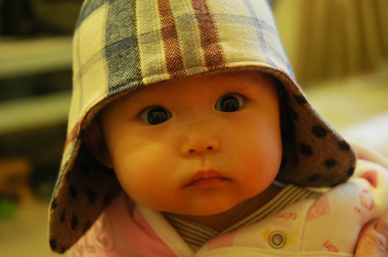 暖暖婴儿帽(红蓝格) - 围嘴/口水巾 - 其他材质 蓝色
