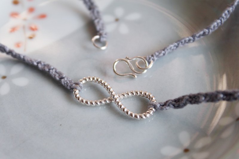纯银。交织爱无限(大)。编织项链 - 项链 - 其他材质 灰色