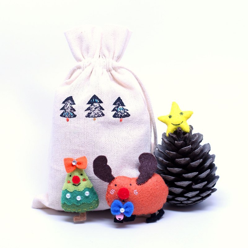 圣诞节限定交换礼物纸盒包装 麋鹿、星星、小树圣诞礼物包组合 - 冰箱贴/磁贴 - 其他材质 多色