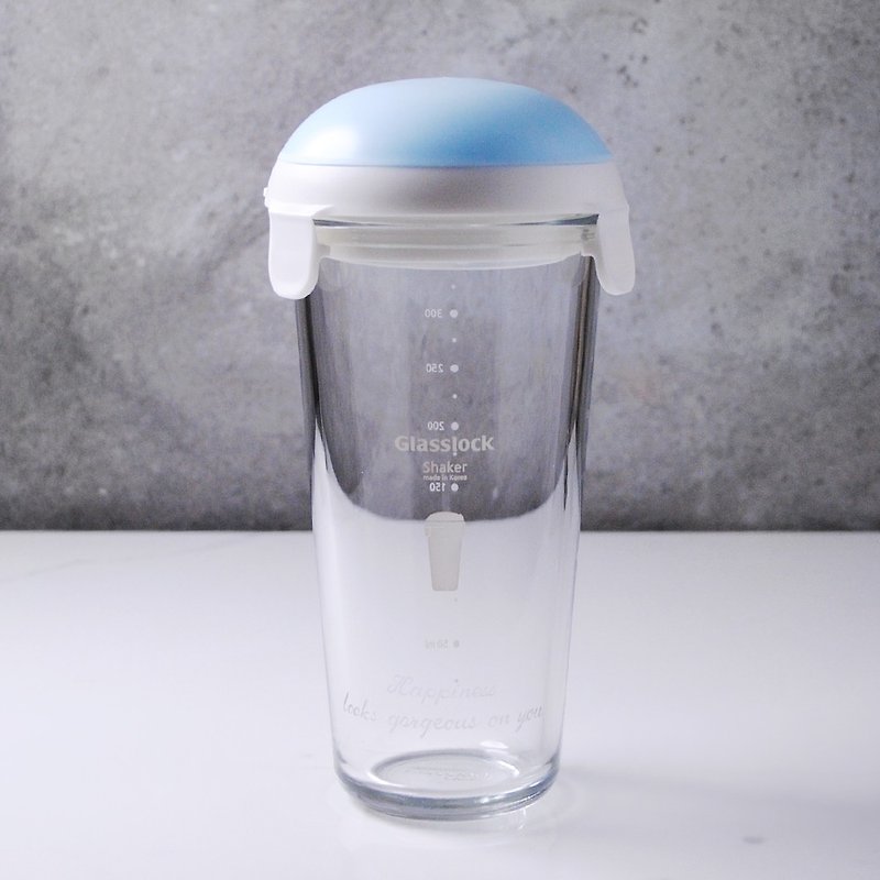 450cc【韩国Glasslock】(3色)SHAKER随行摇摇杯 无毒玻璃随行水瓶刻字 健康喝排毒水 - 水壶/水瓶 - 玻璃 蓝色