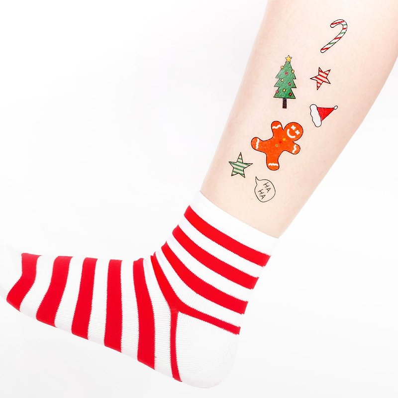 刺青纹身贴纸 - 圣诞快乐 姜饼人 Surprise Tattoos - 纹身贴 - 纸 多色