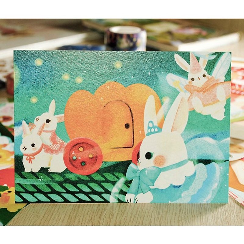 小兔童话明信片*灰兔姑娘 - 卡片/明信片 - 纸 蓝色