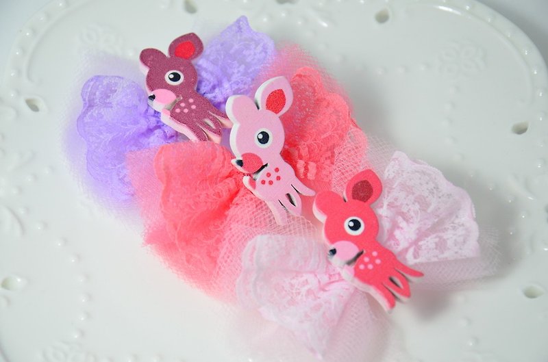 小鹿Bambi蕾丝蝴蝶结 - 围嘴/口水巾 - 其他材质 粉红色