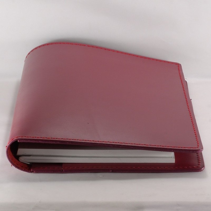 手工真皮 A5 笔记本 书套 酒红色 皮套-免费定制化烙印 - 笔记本/手帐 - 真皮 红色